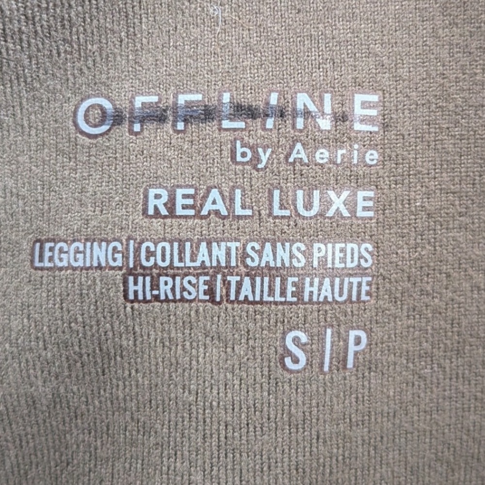 NWT Offline by AERIE Real Luxe Olive Green Faux Leather Hi-Rise Leggings SMALL - Picture 3 of 9